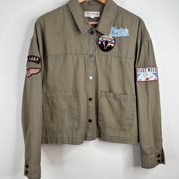 Idyllwind Army Green Jacket L Patches RARE Military Miranda Lambert Western Rock - Picture 5 of 15